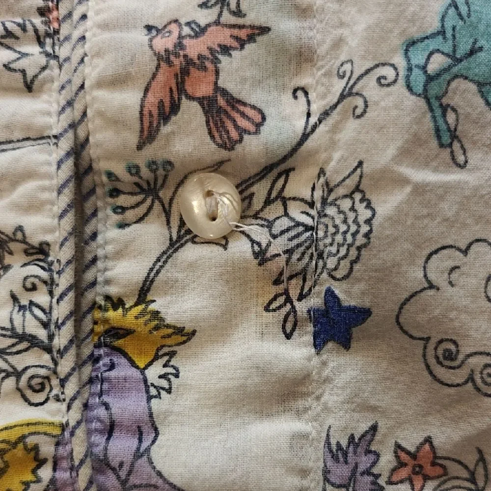 Roller Rabbit Blue and Yellow Horse Print Pajama Shirt (Top Only)
